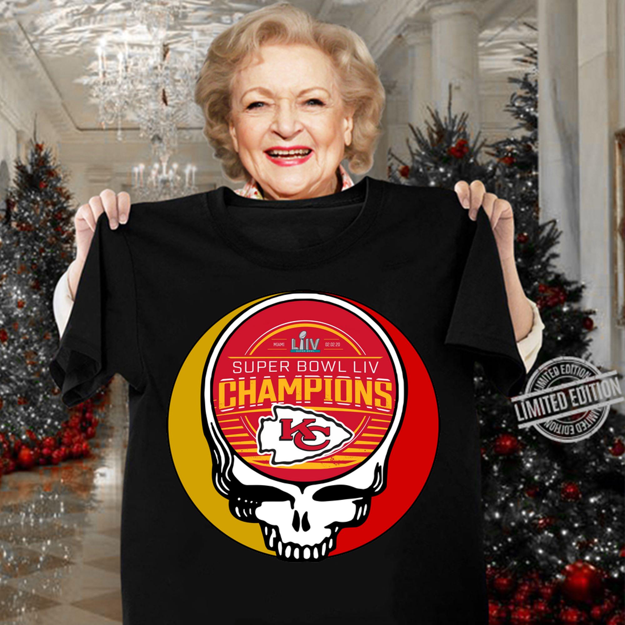 Premium Grateful Dead Mashup Super Bowl LIV Champions Kansas City Chiefs t-shirt woman shirt