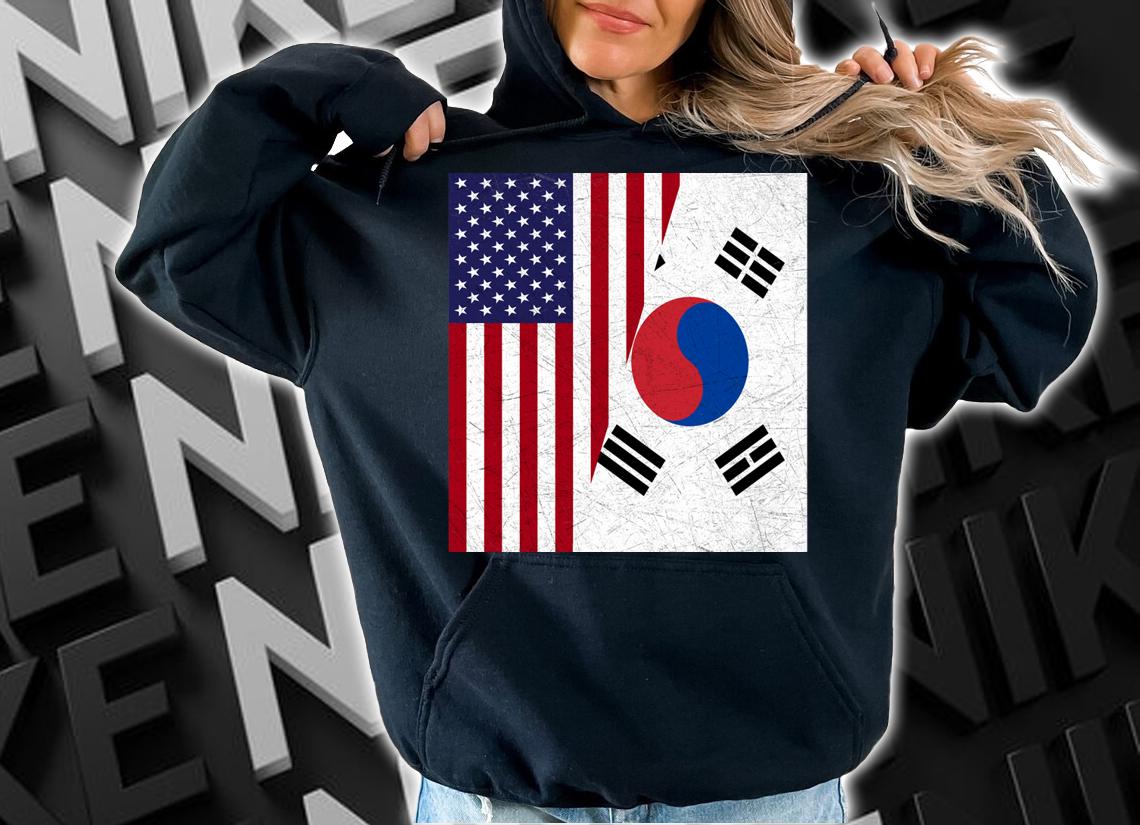 NIce Half South Korean And American Flag t-shirt hoodie