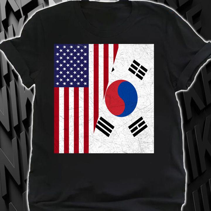 NIce Half South Korean And American Flag t-shirt shirt