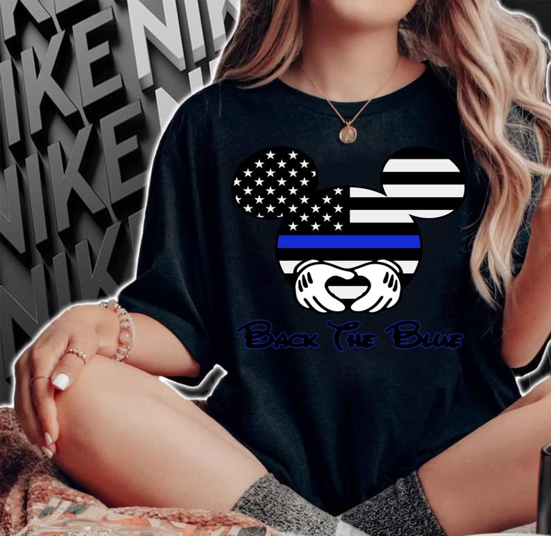 Thin Blue Line Mickey Mouse Back The Blue t-shirt woman shirt