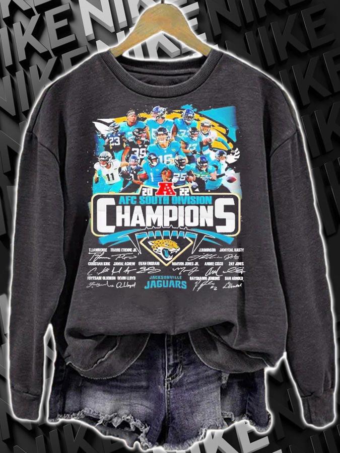 2022 AFC South Division Champions Jacksonville Jaguars signatures shirt t-shirt sweatshirt
