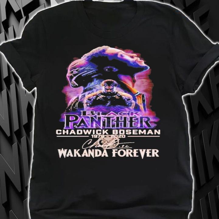 Black Panther Chadwick Boseman 1976 2020 Wakanda Forever signature shirt t-shirt