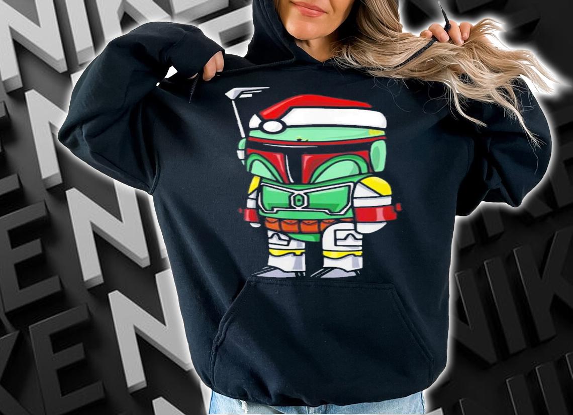 Santa Hat Boba Fett Cartoon Christmas Star Wars Shirt t-shirt