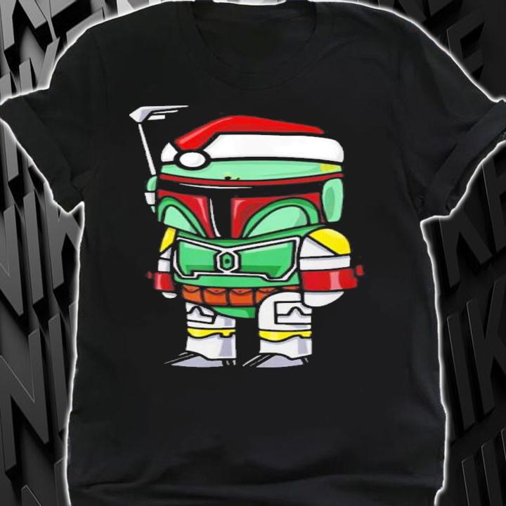 Santa Hat Boba Fett Cartoon Christmas Star Wars Shirt t-shirt