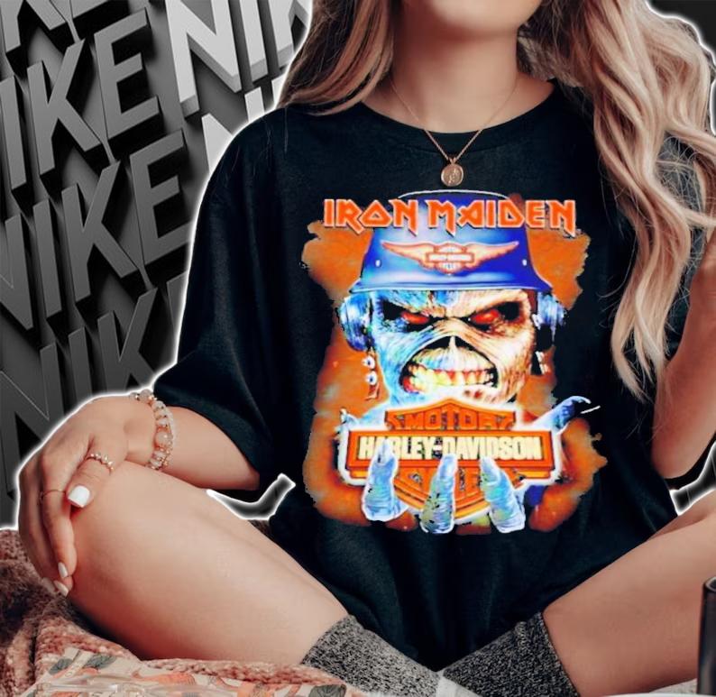 Skull Iron Maiden Motor Harley-Davidson Cycles Shirt t-shirt woman shirt