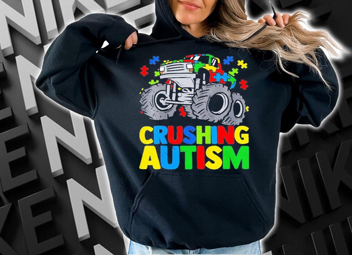Crushing Autism Kids Monster Truck T-Shirt t-shirt hoodie