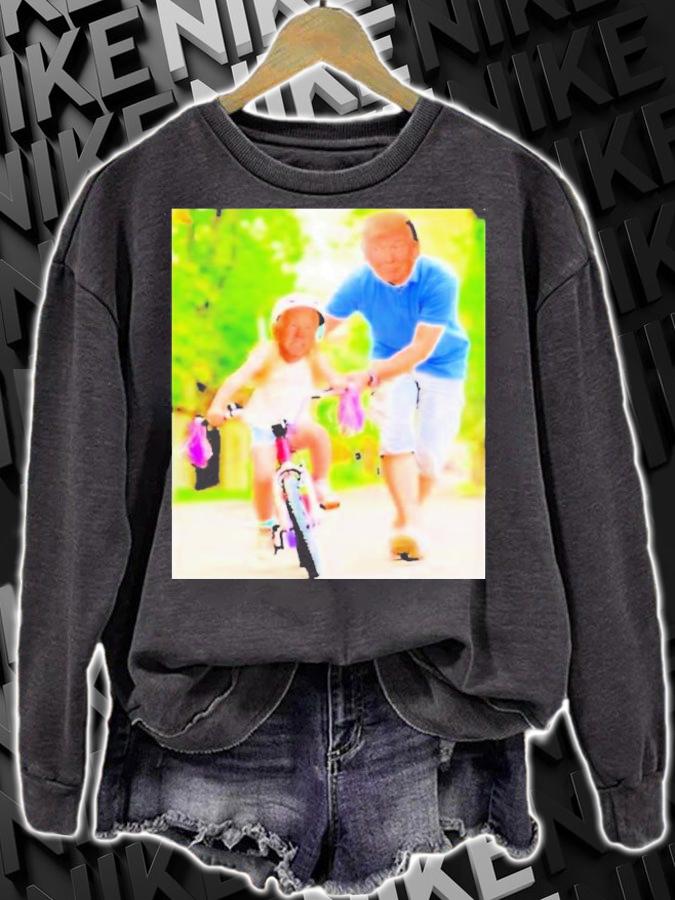 Donald Trump Joe Biden Learning To Ride Bike Shirt t-shirt sweatshirt