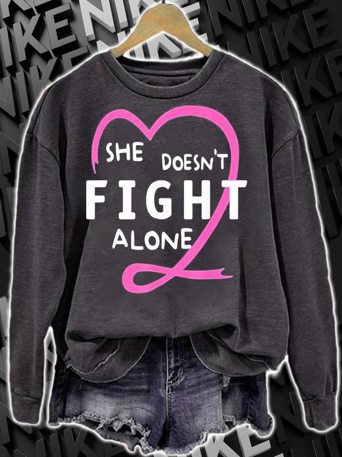 She Doesn't Fight Alone Breast Cancer Awareness Support T-Shirt t-shirt