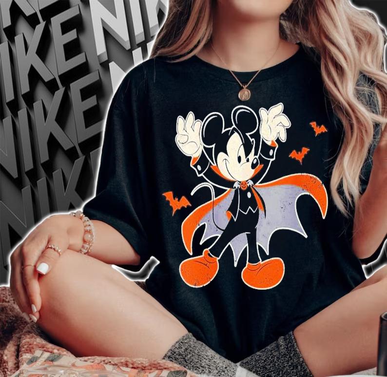Womens Disney Mickey Mouse Spooky Dracula Costume Halloween shirt t-shirt
