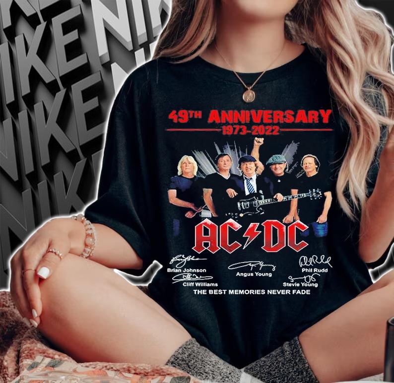 49th Anniversary 1973 2022 AC DC Signature The Best Memories Never Fade T-Shirt t-shirt woman shirt
