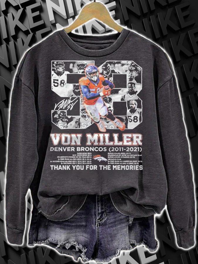 58 Von Miller Denver Broncos 2011-2021 Thank You For The Memories Shirt t-shirt