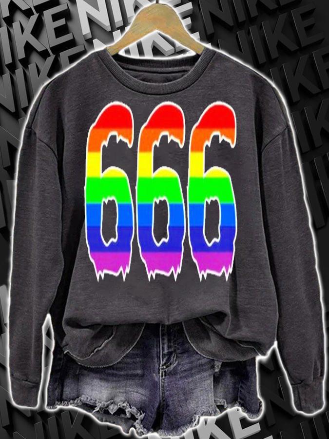 666 Rainbow Funny Heavy Metal Fan Design  Horror Font T-Shirt t-shirt sweatshirt