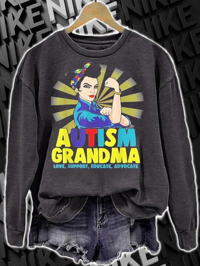 Autism Grandma Working Woman Meme Autism Awareness T-Shirt t-shirt sweatshirt