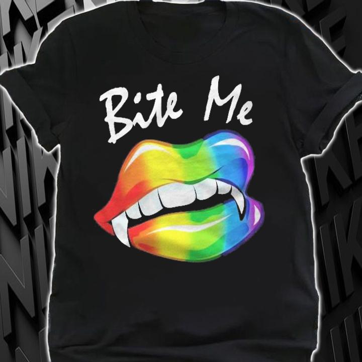 Bite Me Halloween Costume Vampire Lips Fangs Lgbtq+ Pride Pullover T-shirt t-shirt shirt