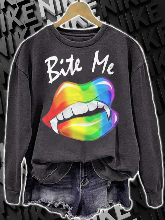 Bite Me Halloween Costume Vampire Lips Fangs Lgbtq+ Pride Pullover T-shirt t-shirt sweatshirt