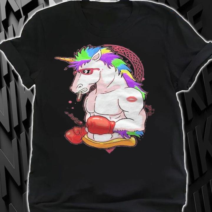 Boxer Unicorn Isolated On Black Shirt t-shirt shirt