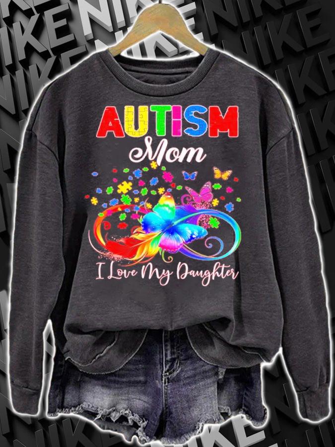 Butterfly Autism Mom I Love My Daughter Shirt t-shirt