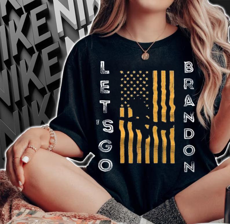 Let's Go Brandon Yellow Witch Halloween Flag T-Shirt t-shirt woman shirt