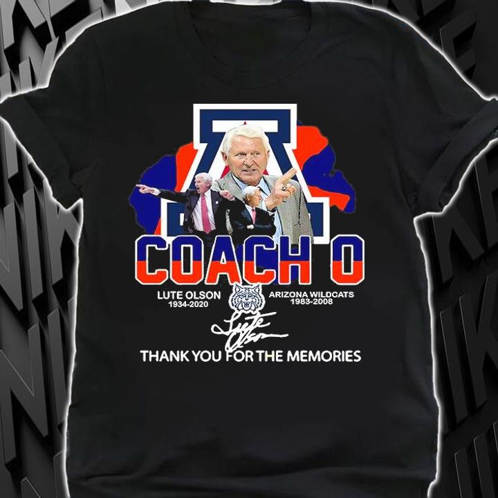 Lute Olson 1934-2020 Coach Arizona Wildcats 1983-2020 Signature T-Shirt t-shirt