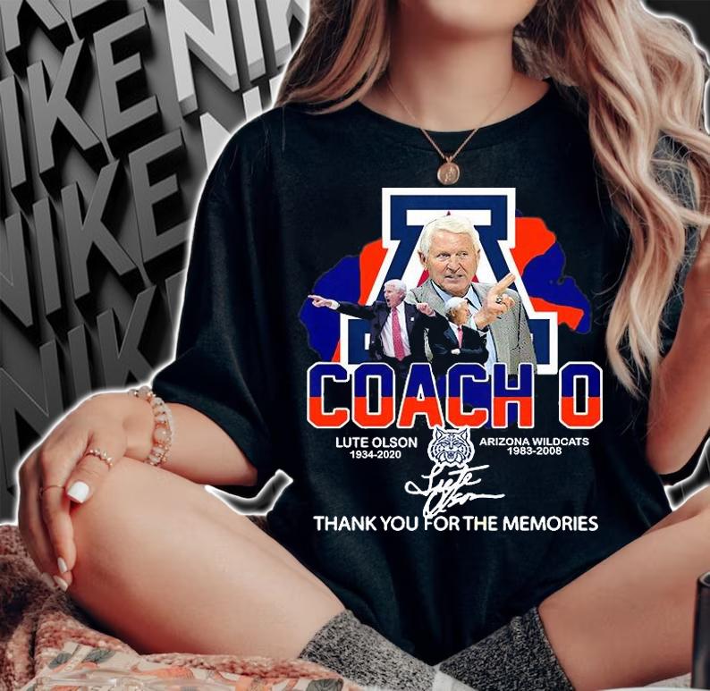 Lute Olson 1934-2020 Coach Arizona Wildcats 1983-2020 Signature T-Shirt t-shirt