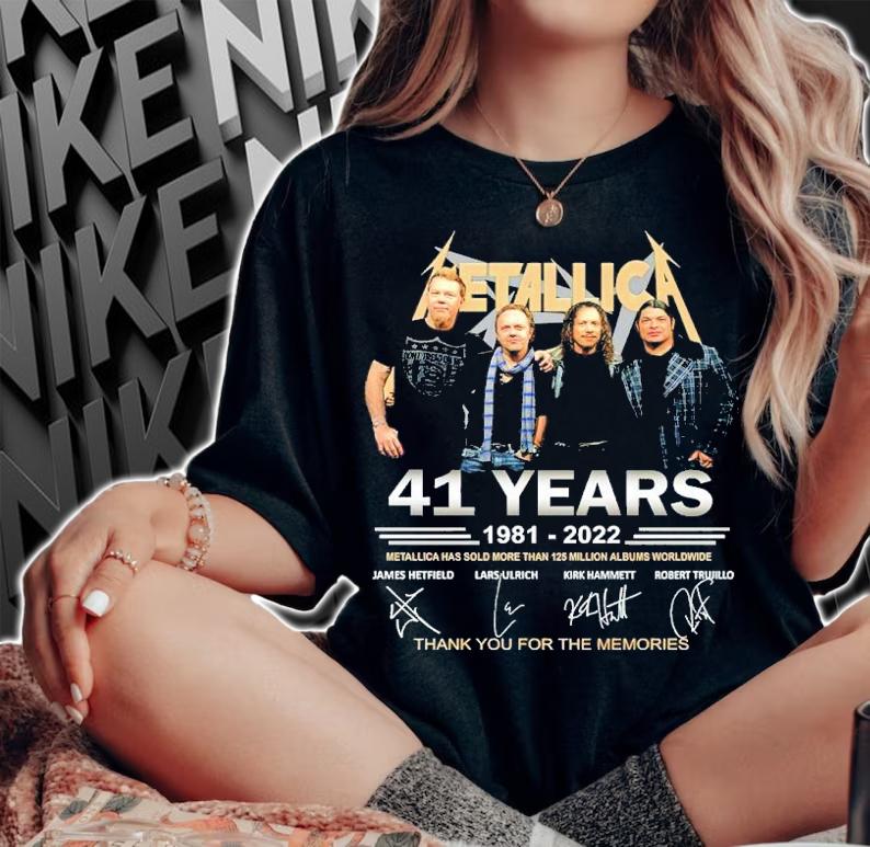 Metallica 41 Years 1981-2022 Signatures Thank You For The Memories Shirt t-shirt woman shirt
