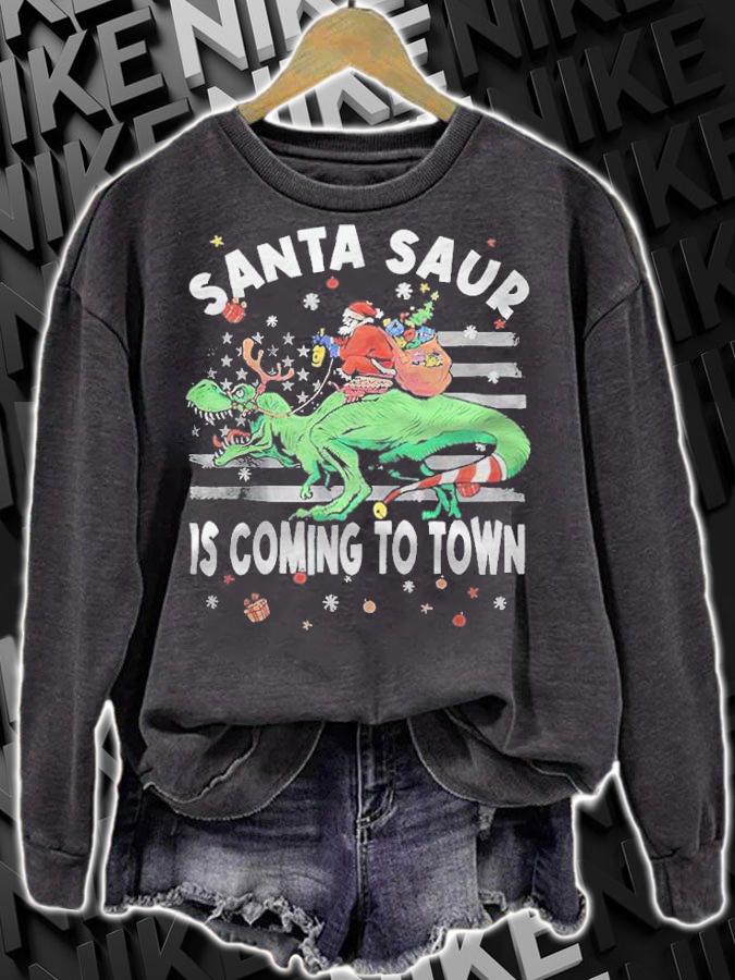 Santa saur is coming to town Christmas Dinosaur T-shirt t-shirt