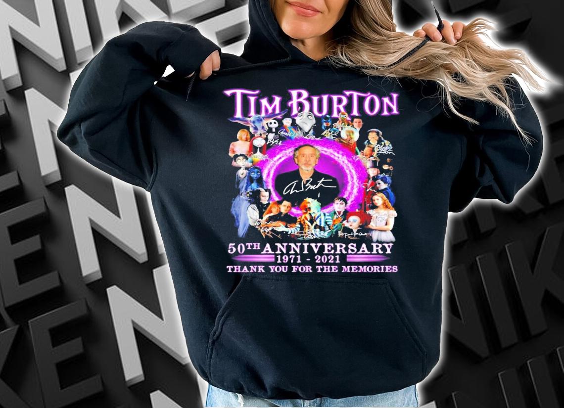 Tim Burton 50th anniversary 1971-2021 signatures shirt t-shirt hoodie