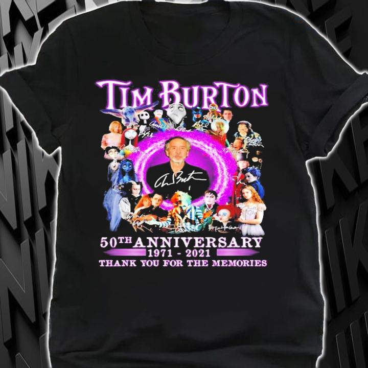 Tim Burton 50th anniversary 1971-2021 signatures shirt t-shirt shirt