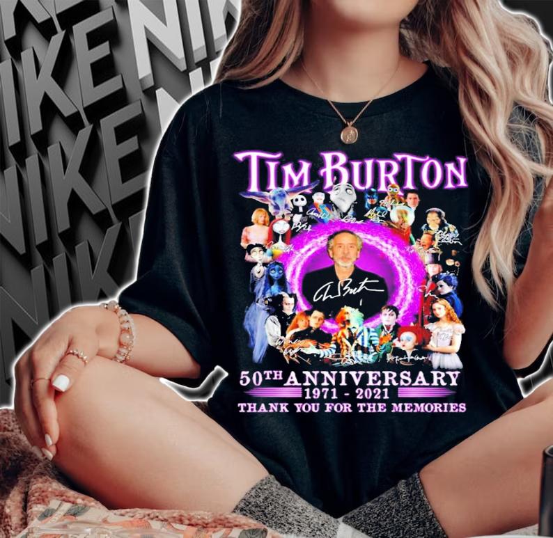Tim Burton 50th anniversary 1971-2021 signatures shirt t-shirt woman shirt
