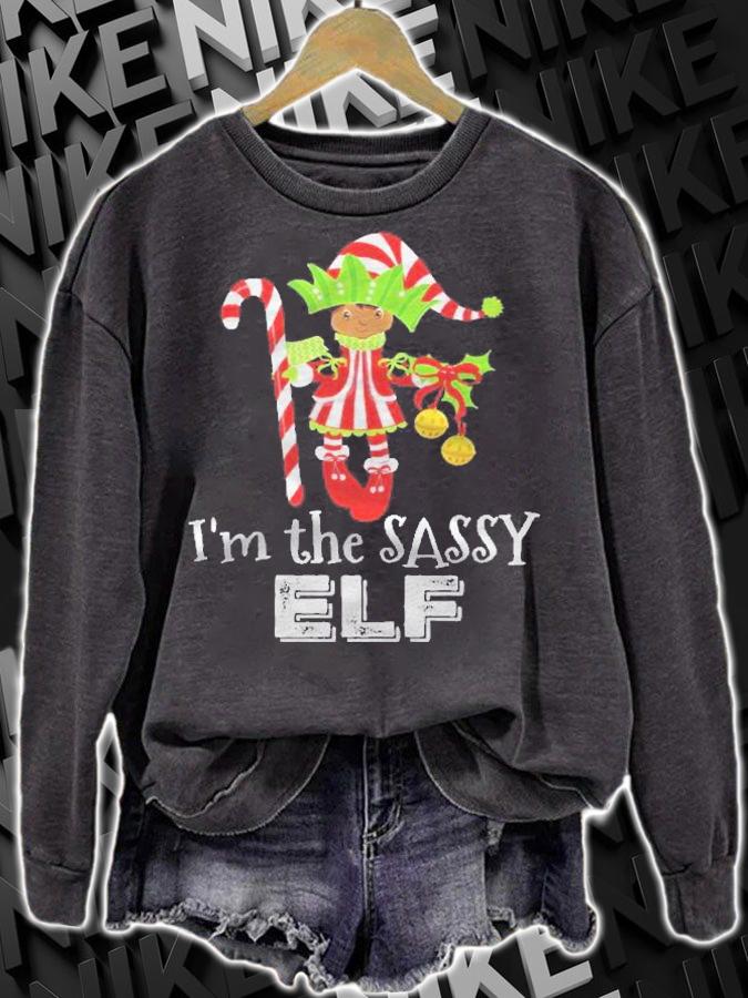 Im The Sassy Elf African American Girls Christmas Stocking Shirt t-shirt sweatshirt