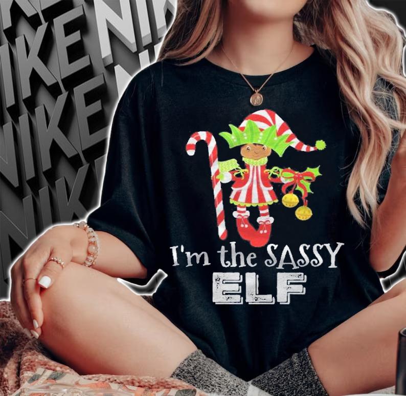 Im The Sassy Elf African American Girls Christmas Stocking Shirt t-shirt woman shirt