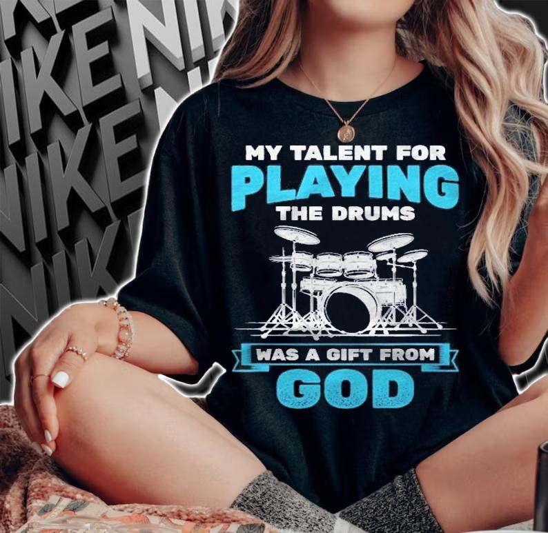 Playing Drums From God Drum Set Drummer shirt t-shirt
