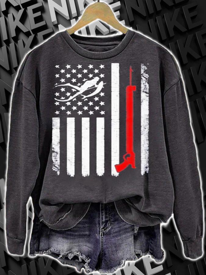Spearfishing American Flag Spear Fishing T-Shirt t-shirt