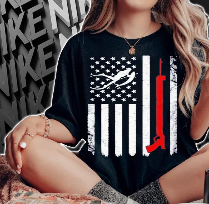 Spearfishing American Flag Spear Fishing T-Shirt t-shirt
