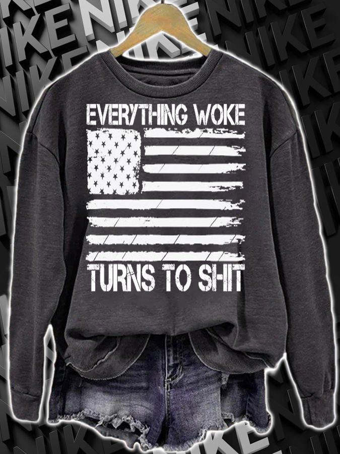 Everything Woke Turns To Shit American Flag T-Shirt t-shirt