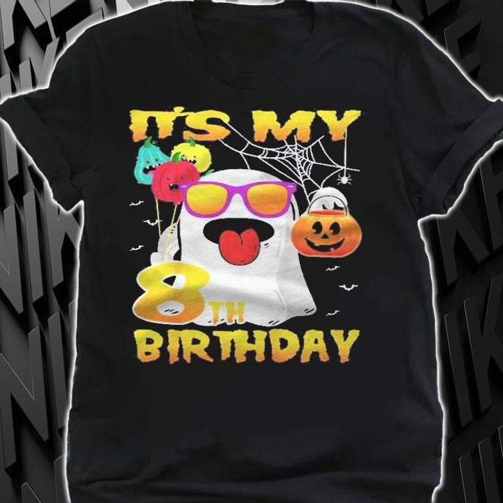 Kids Its My 8Th Birthday Ghost Pumpkin Halloween Party 8 Years Old Shirt t-shirt
