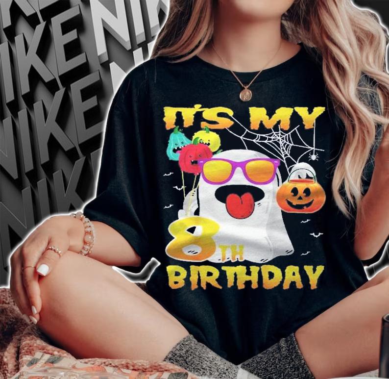 Kids Its My 8Th Birthday Ghost Pumpkin Halloween Party 8 Years Old Shirt t-shirt