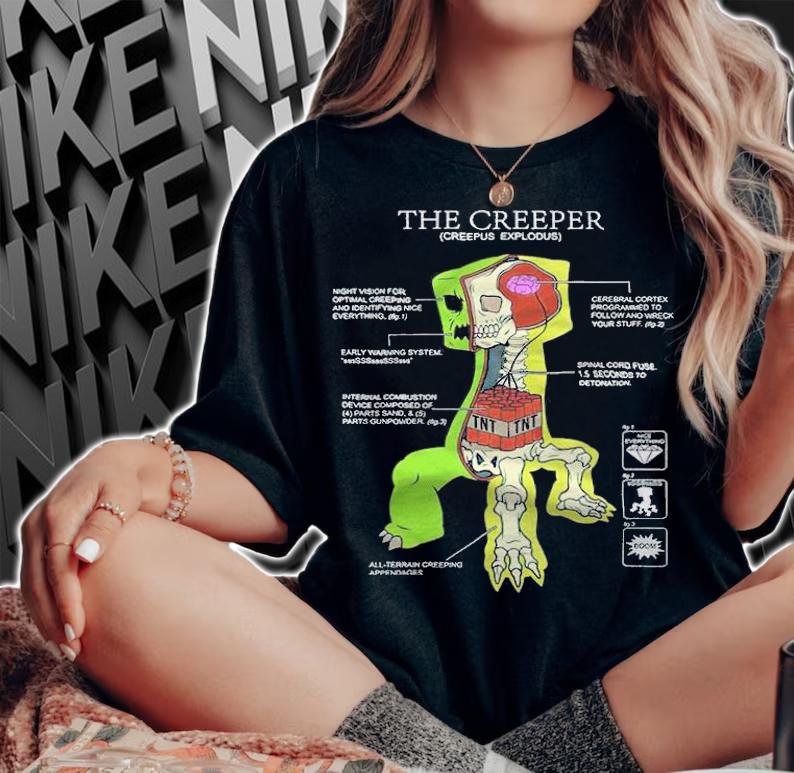 Minecraft creeper anatomy T-shirt t-shirt woman shirt