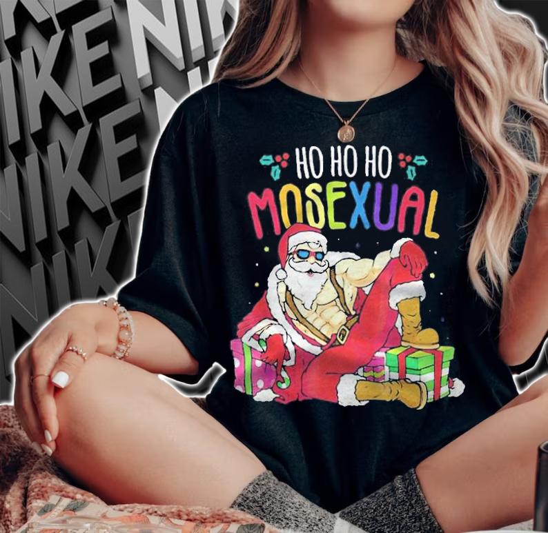 Santa Claus Ho Ho Ho Mosecual Christmas T-shirt t-shirt woman shirt