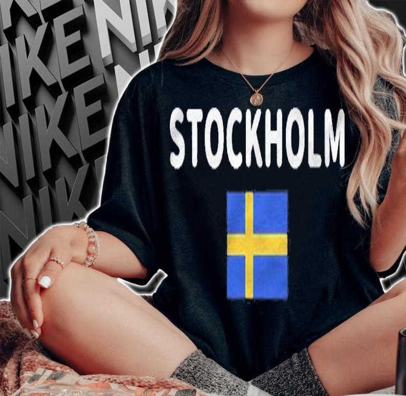Stockholm City Sweden Swedish Flag Pullover Shirt t-shirt