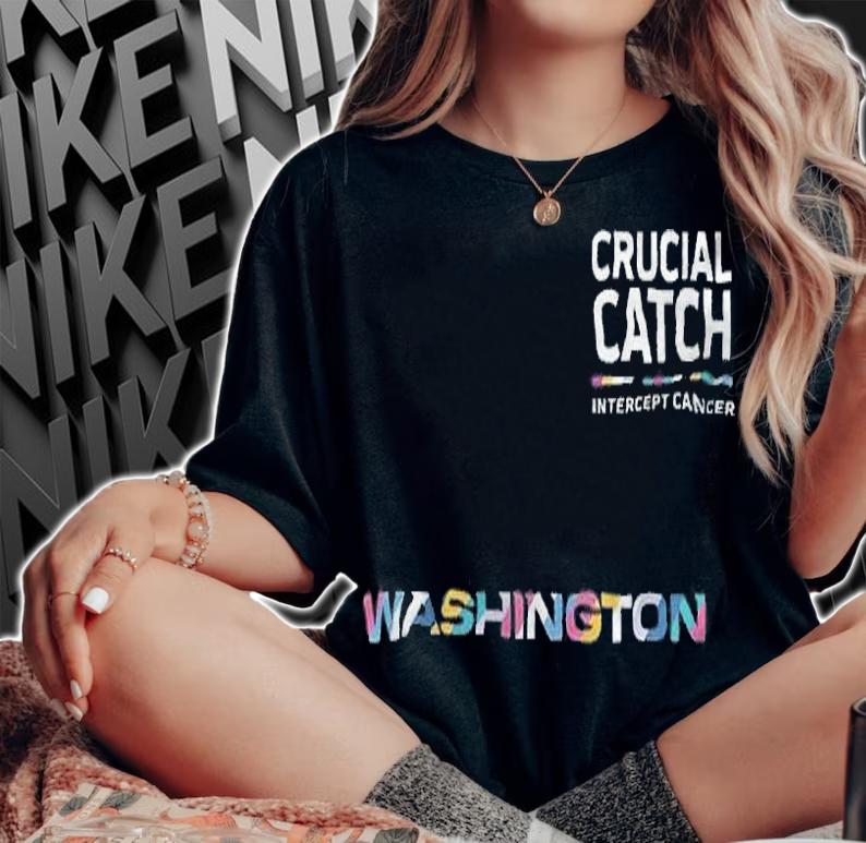 Washington football team crucial catch intercept cancer T-shirt t-shirt woman shirt