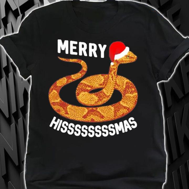 Holiday Merry Hissmas Christmas Santa Hat Copperhead Snake T-Shirt t-shirt