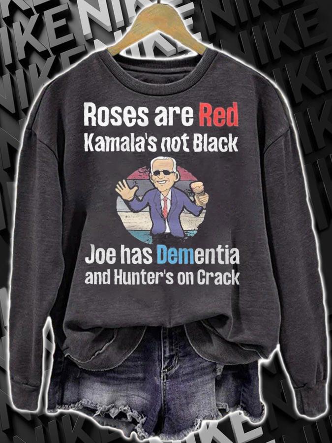 Roses Are Red Kamala's Not Black Joe Biden Cream Anti Biden T-Shirt t-shirt sweatshirt