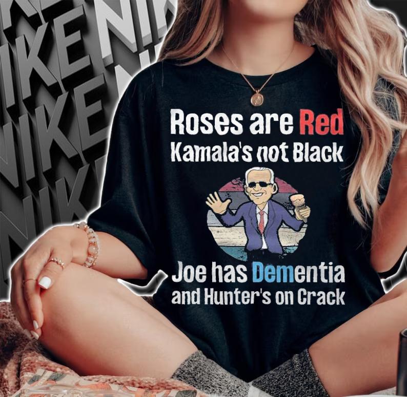 Roses Are Red Kamala's Not Black Joe Biden Cream Anti Biden T-Shirt t-shirt woman shirt
