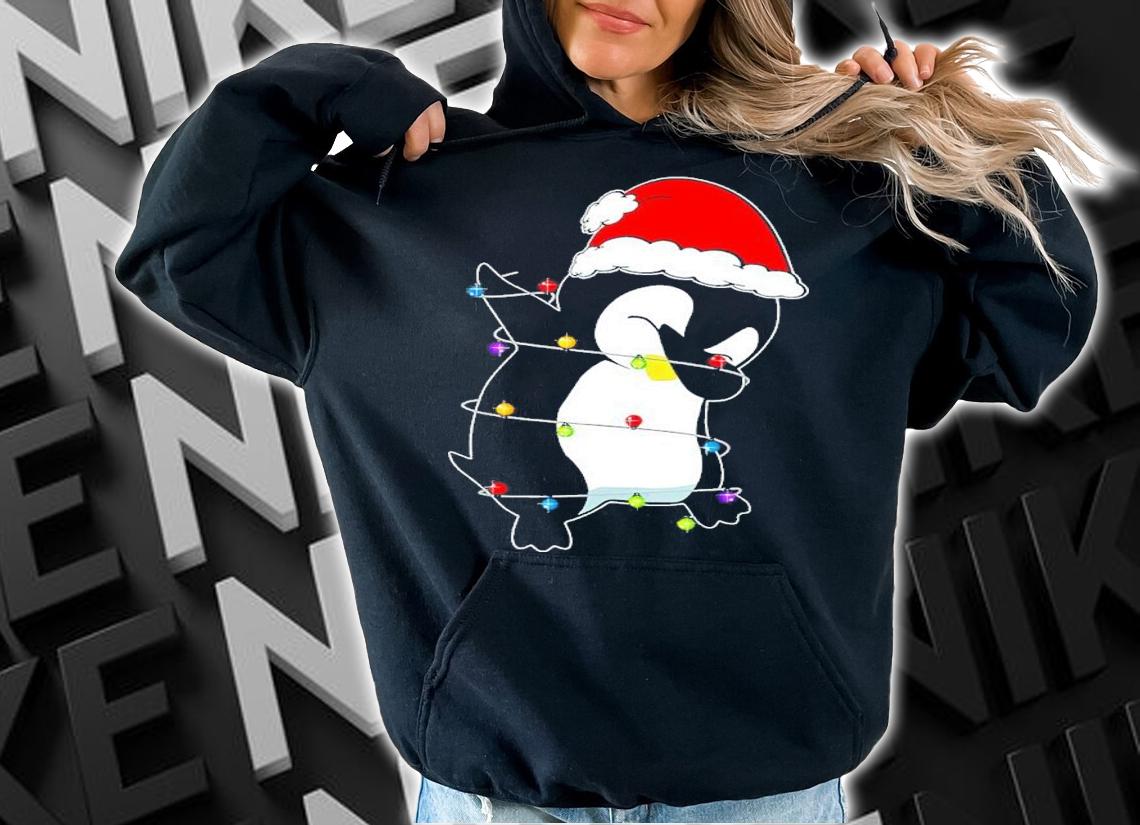 Dabbing Penguin Lights Santa Christmas Shirt t-shirt