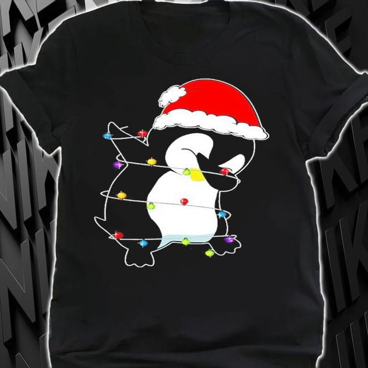 Dabbing Penguin Lights Santa Christmas Shirt t-shirt