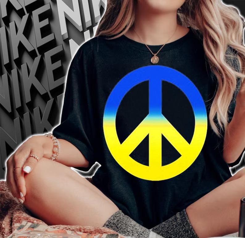 Peace Symbol Colors Of Ukraine Flag With Peace Sign T-Shirt t-shirt woman shirt