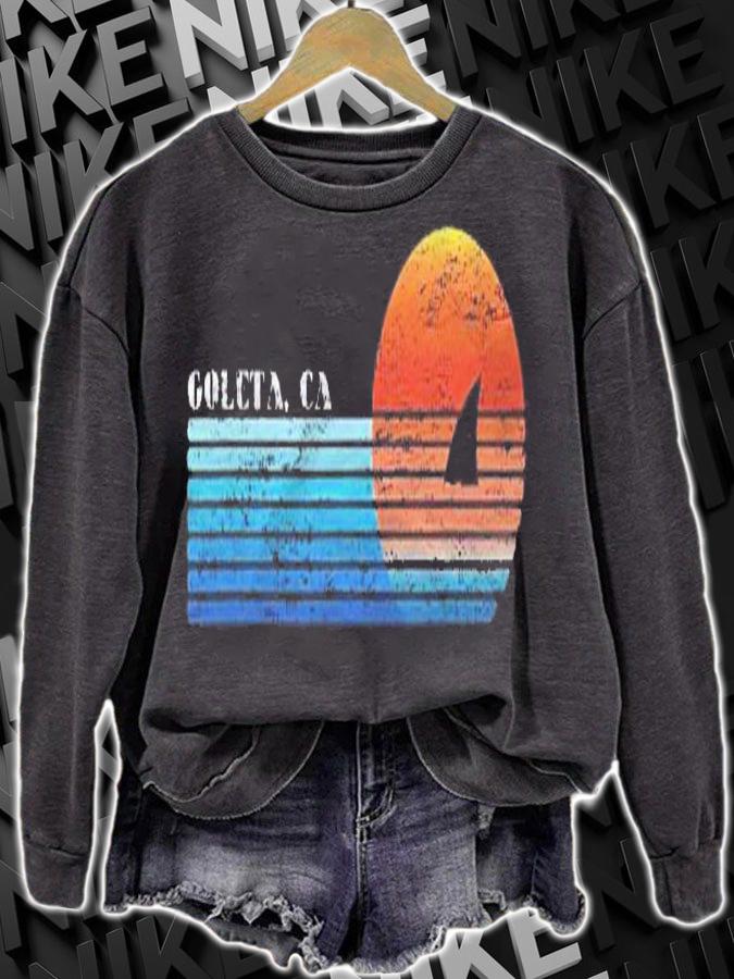 Vintage Goleta, Ca Retro 80S Shark Fin Sunset Shirt t-shirt sweatshirt