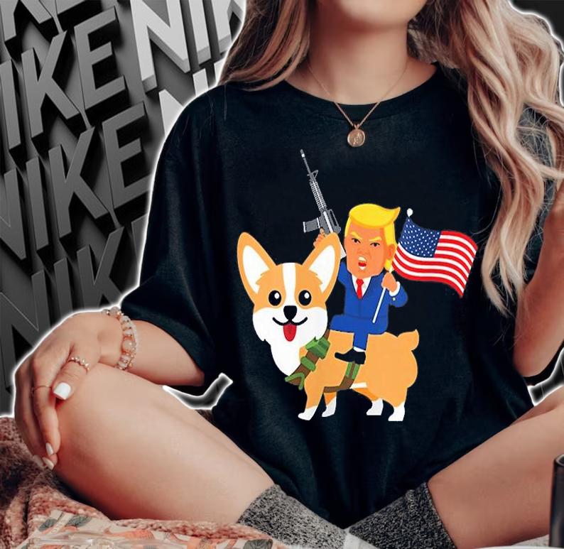 Trump Corgi Gun Merica Election Donald Trump T-Shirt