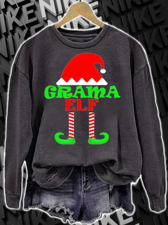 Womens Grama Elf Christmas Holiday Design Premium T-Shirt sweatshirt